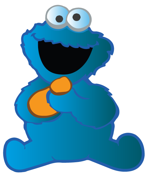 Illustration von einem blauen Monster mit Keks